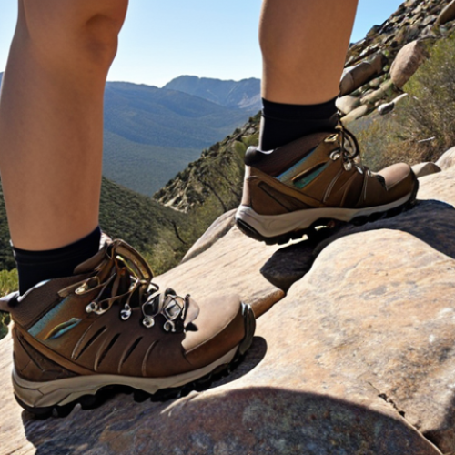 Home 15 **
A person hiking on a rocky trail, focusing on their feet inside hiking boots. The image should highlight the arch support provided by functional insoles, emphasizing balance and stability. Include a visual representation of shock absorption, possibly with radiating lines emanating from the insole upon impact with a rock. The overall tone should be adventurous and active.
**